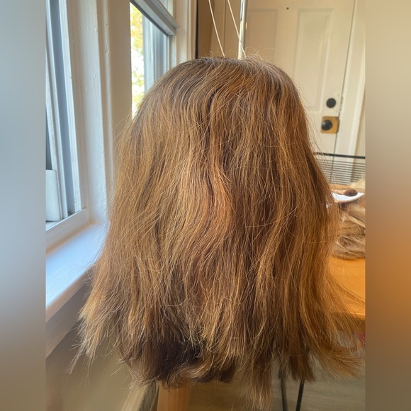 💯 18” REMY GOLDEN BROWN THICK WAVY HUMAN HAIR WIG MONOFILAMENT COMB ATTACHMENT - Picture 4 of 16